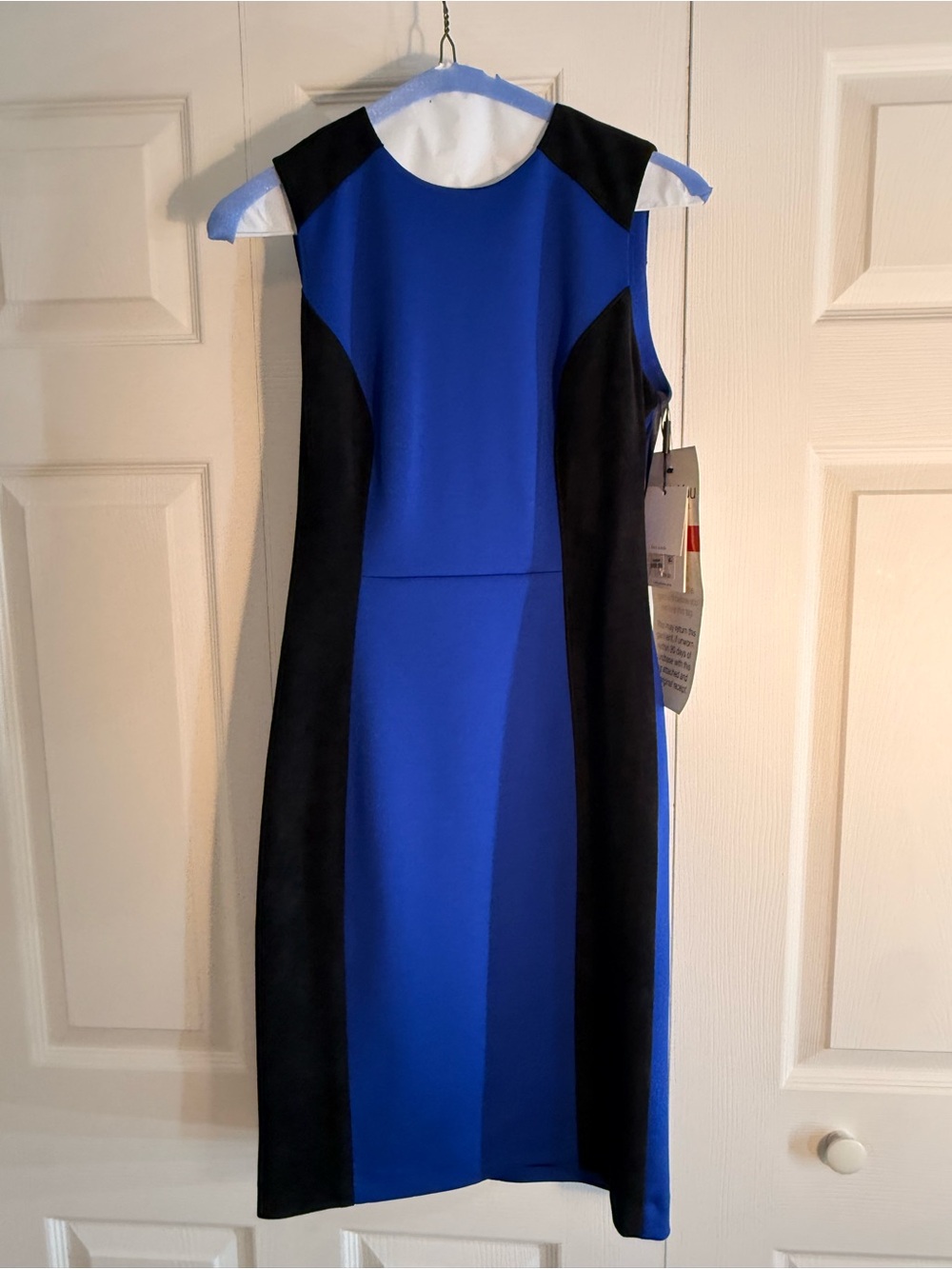 Calvin Klein Royal Blue and Black Colorblock Sheath Dress